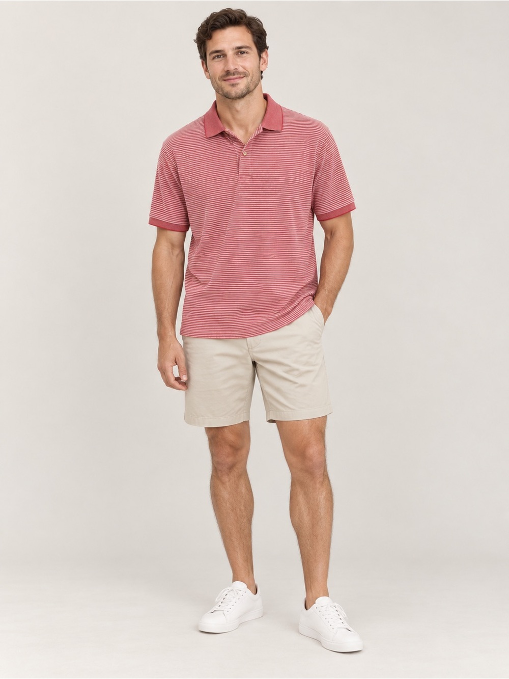 Jos. A. Bank Men’s Red White Striped Short Sleeve Polo Size XL
